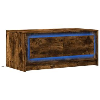 Berkfield Home Durable Coffee Table with LED Lights Smoked Oak Engineered Wood in Brown