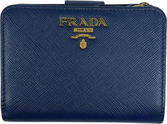 Prada Blue Saffiano Leather Wallet (Bi-Fold) (Pre-Owned)