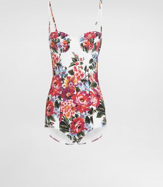 Dolce & Gabbana Flower Bouquet-print Balconette One-piece Swimsuit - Woman Swimwear Multicolor 1