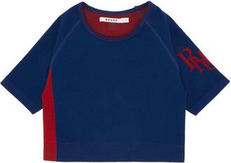 Rhude Womens Blue Red Stretch Cropped Top, Size S