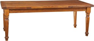 Biscottini International Biscottini - Mesa De Estilo Country Extensible De Madera Maciza De Tilo Acabado Con Efecto Nogal 220 X100 X80 Cm