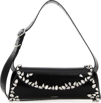 Jil Sander Black Leather Small Cannolo Crossbody Bag
