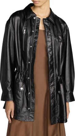Frame Denim The Leather Safari Jacket in Black at Nordstrom, Size X-Small