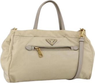 Prada Pre-owned Vintage Nylon Handtas - Dames - Vintage Handtas - Beige - ONE Size - Nylon - Vintage