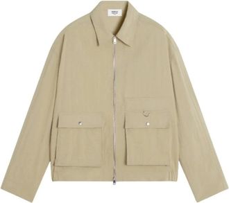 Maison Kitsun&eacute; Light Jackets, male, Beige, Size: L Zipped Jacket