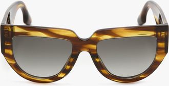 Victoria Beckham Soft Square Acetate Sunglasses In Striped Tobacco