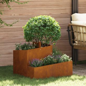 Berkfield Home Pots & Planters Corten Steel Medium Durable Metal Planter in Brown