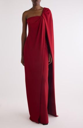 Givenchy Asymmetric Draped Cady Cape Gown in Dark Red at Nordstrom, Size 10 Us