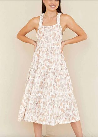 Bella Dahl Scrunch Strap Tiered Midi Dress In Mojave Spots