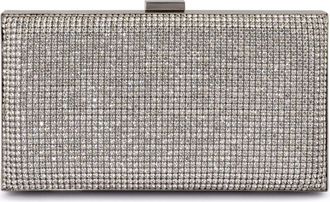 Olga Berg Stef Crystal Box Frame Clutch in Silver at Nordstrom