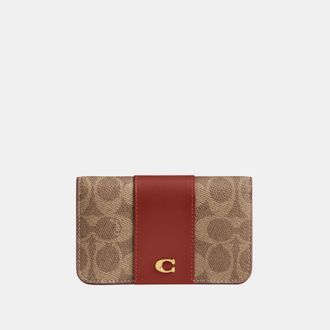 Coach Womens Essential Slim Card Case In Signature Canvas - Beige