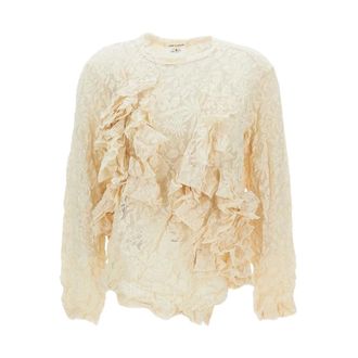 Comme Des Gar&ccedil;ons Round-neck Knitwear, female, Beige, Size: S Round-neck Knitwear