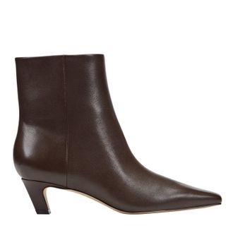 Marc Fisher Womens Danai Kitten Heel Leather Ankle Bootie In Dark Brown