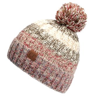 C.C Exclusives Womens Winter Seed Stitched Confetti Pom Beanie Hat (HAT-1816)(HAT-2214)(HAT-2085)(HAT-3841), Beige, One Size