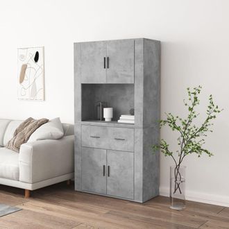 vidaXL Vidaxl - Aparador Alto Madera Contrachapada Gris Hormig&oacute;n