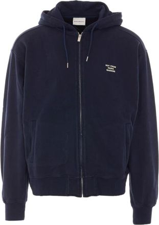 Dr&ocirc;le de Monsieur Slogan Rits Sweatshirt - Heren - Vesten met rits - Blauw - L - Katoen - Hoodies & sweatvesten