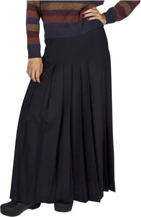 Aspesi Lange Geplooide Rok - Dames - Maxi Rokken - Zwart - L - Rokken