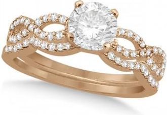Allurez Twisted Infinity Round Diamond Bridal Ring Set 14k Rose Gold (0.63ct)