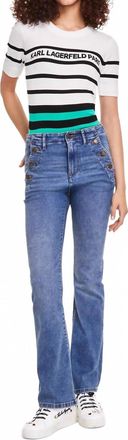 Karl Lagerfeld Sailor Flared-Leg Jeans In Sapphire Blue Wash