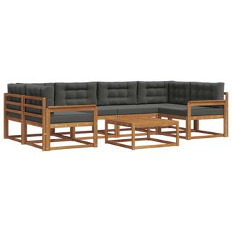 vidaXL Conjunto De Sof&aacute;s De Exterior 7 Pcs Natural Y Antracita Vidaxl