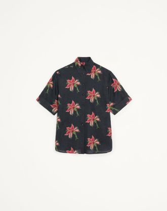 Valentino Papier Floral Linen Shirt Wo