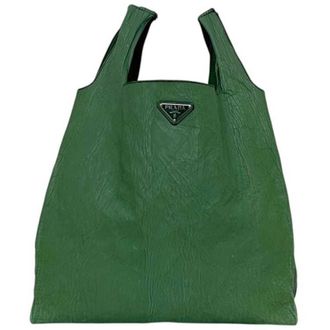 Prada Green Leather Eco-Bag Tote Bag (Pre-Owned)