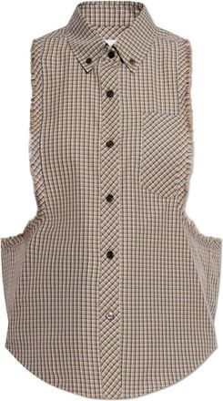 Versace Raw-Edge Vest - Dames - Overhemden - Bruin - XS - Katoen - Overhemden