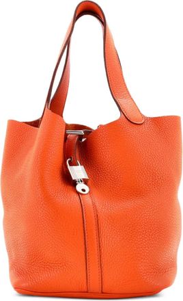 Herm&egrave;s Picotin Lock Bag Clemence MM bucket bag - Oranje