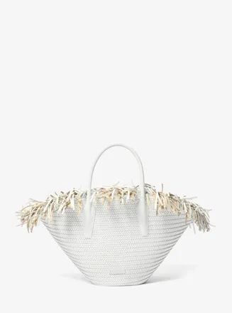 Michael Kors Sardinia Large Hand-Woven Leather Basket Tote Bag