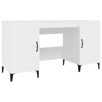 Berkfield Home Desk High Gloss White 140x50x75 cm Engineered Wood | Size: 140 x 50 x 75 cm