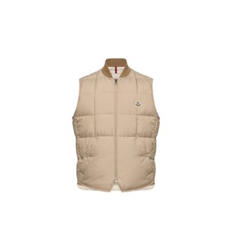 Moncler Moncler Elberton Square-quilted Down Vest, Men, Beige, Size: 2