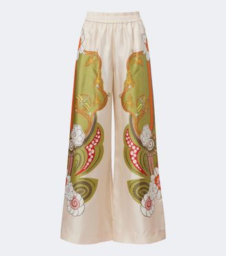 La DoubleJ Floral silk twill palazzo pants