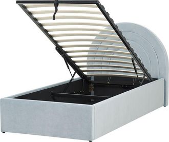 Beliani Beliani - Cama Con Almacenaje De Terciopelo Azul Claro 90 X 200 Cm Cabecero Almacenaje Anet