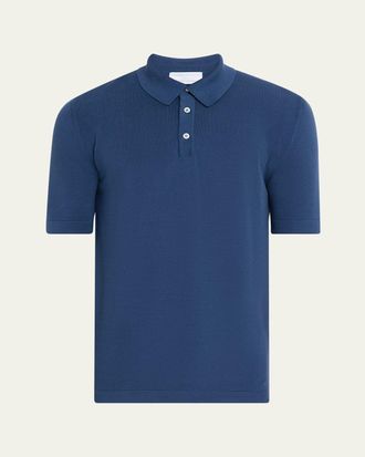 Anderson & Sheppard Mens Short-Sleeve Knit Polo Shirt