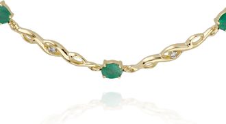 Gemondo Classic Style Oval Emerald & Diamond Tennis Bracelet in 9ct Yellow Gold
