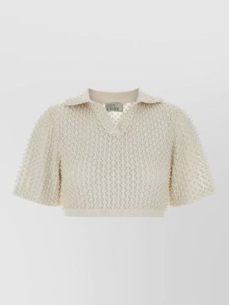 Giuseppe Di Morabito cropped top textured fabric short sleeves collar
