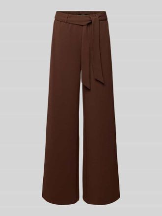 Zero Wide Leg Pants mit Bindeg&uuml;rtel in Dunkelbraun, Gr&ouml;&szlig;e 34