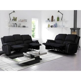 Vente-Unique Vente-unique - Divano 3+2 posti relax in microfibra Nero - hernani