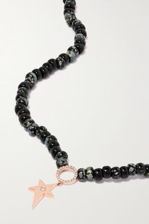 Diane Kordas Collana In Oro Rosa 14 Carati Con Perline E Diamanti