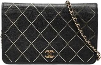 Chanel Pre-owned Wallet on Chain - Dames - Vintage Schoudertas - Zwart - ONE Size - Leer - Vintage
