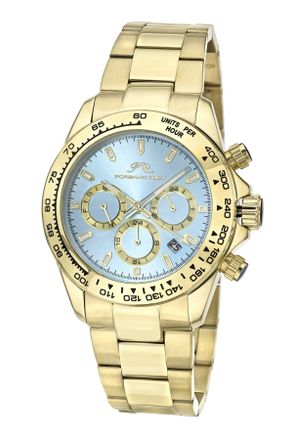 Porsamo Bleu Preston Stainless Steel Gold Tone & Ice Blue Mens Watch 1036BPRS
