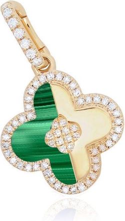 The Lovery Malachite and Gold Diamond Clover Charm