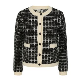 Y.A.S Y.a.s, Truien & Vesten, Dames, Zwart, L, Nylon, Metallic Knit Cardigan