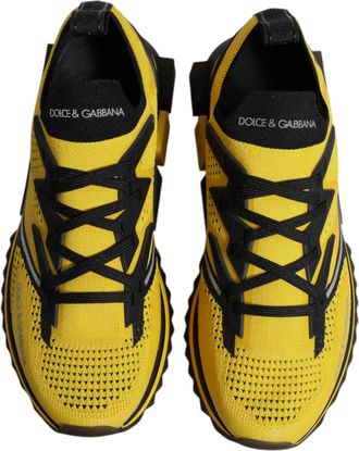 Dolce & Gabbana Mens Yellow Sorrento Sport Stretch Sneakers Shoes Polyester Viscose