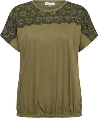 &Co Woman Lacy Top - Dames - Blouses & Shirts - Groen - Maat: 3XL Katoen