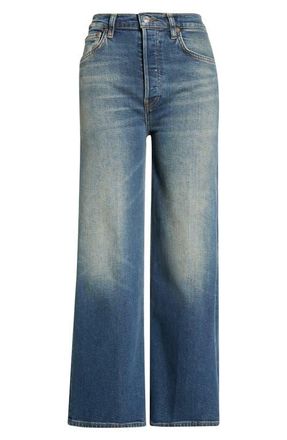 Re/Done High Waist Crop Wide Leg Jeans in Smoke Water at Nordstrom, Size 29