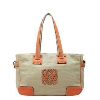 Loewe Pre-owned Anagram Canvas Leather Tote Bag - Pre-owned - Mujer - Beige - ONE SIZE