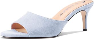 Castamere Round Open Toe Heeled Sandals for Women Mid Kitten Heels Slip-on Dress Mules Office Casual Summer Shoes 2.6 Inches Heels Light Blue 5.5 UK