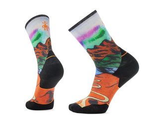 Smartwool Trail Run Targeted Cushion Singletrack Print Crew Socks Mens No Show Socks Shoes Orange Rust : LG (Mens Shoe 9-11.5)