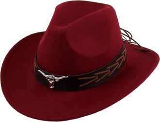Generic Western Cowboy Hat for Men Women Faux Fur Felt Cowgirl Soft Cowgirl Outdoor Cowboy Hat with Wide Brim Brown